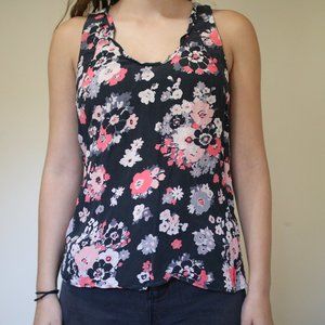 Joie Lali Floral Silk Split Back Tank Top, S